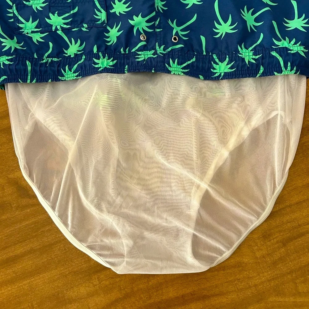 Tom & Teddy Blue Palm Tree Print Swim Shorts XXL | Quick-Dry Beach Swimwear O